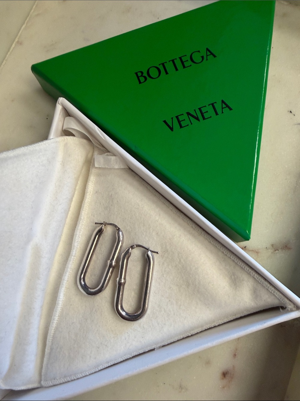 Bottega Veneta Silver Chains Hoop Earrings